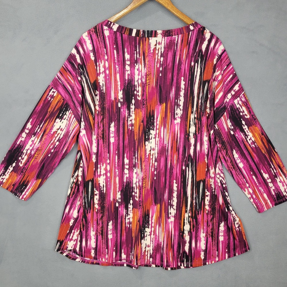 Dear Scarlett Blouse Top Women's XL Pink Orange Round Neck 3/4 Sleeve Boho Y2K - Picture 6 of 8